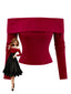 Maglione a maglia con spalle scoperte rosso anni '50