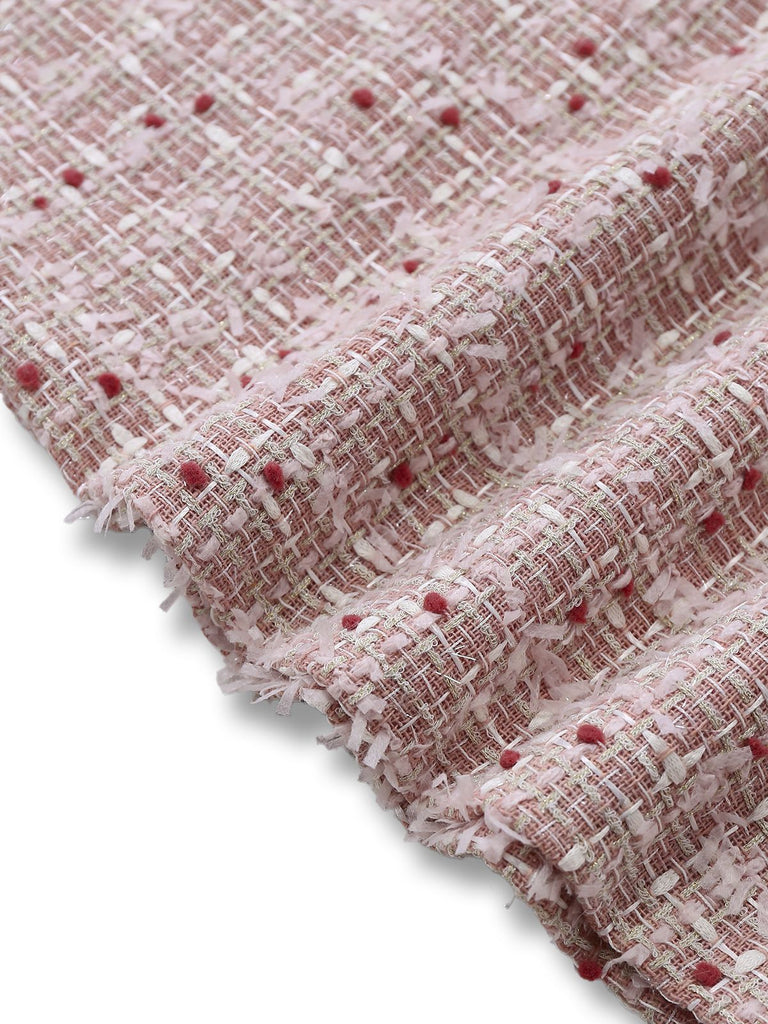 Mini abito scamiciato in tweed quadri rosa anni '60