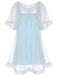 Camicia da notte in tulle con maniche a balze blu anni '40