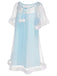 Camicia da notte in tulle con maniche a balze blu anni '40