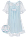 Camicia da notte in tulle con maniche a balze blu anni '40