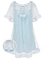 Camicia da notte in tulle con maniche a balze blu anni '40