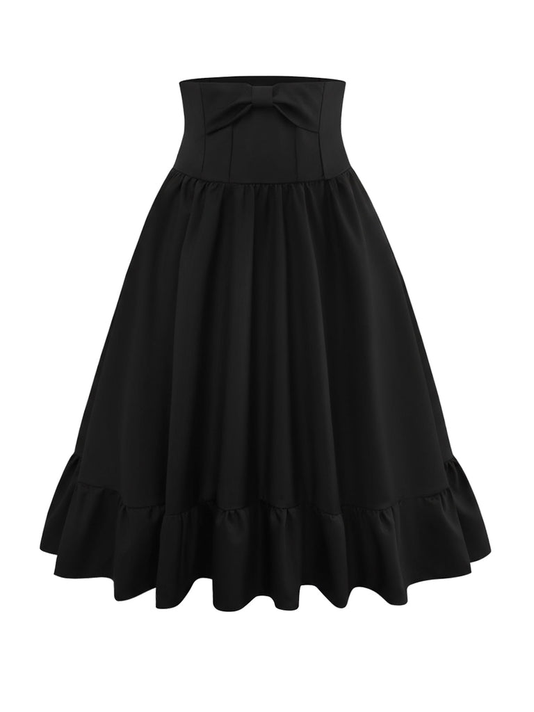 Gonna plissettata nero con fiocco anni '50