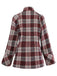 Cappotto in tweed a quadri con collo alto rosso anni '50