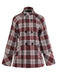 Cappotto in tweed a quadri con collo alto rosso anni '50