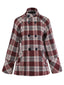 Cappotto in tweed a quadri con collo alto rosso anni '50