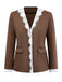 Giacca in pizzo patchwork a maniche lunghe marrone anni '50