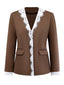 Giacca in pizzo patchwork a maniche lunghe marrone anni '50