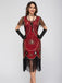 Abito flapper con frange di paillettes e scollo a barchetta anni '20