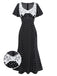 Abito a pois con pizzo nero anni '30
