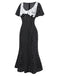 Abito a pois con pizzo nero anni '30