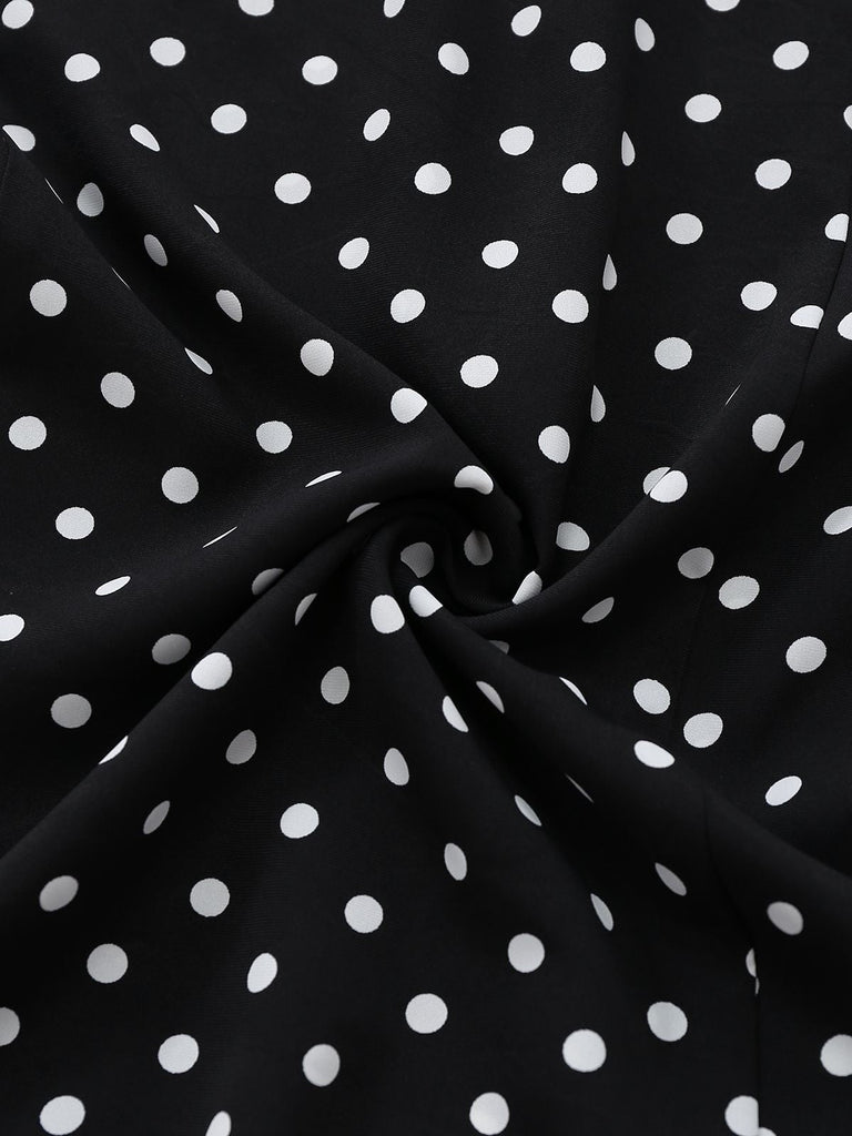 Abito a pois con pizzo nero anni '30
