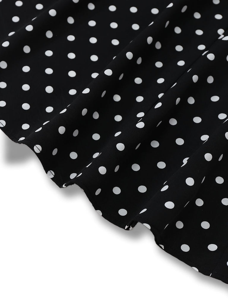 Abito a pois con pizzo nero anni '30