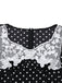 Abito a pois con pizzo nero anni '30