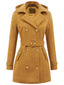 Cappotto doppiopetto con cappuccio in finta lana anni '70