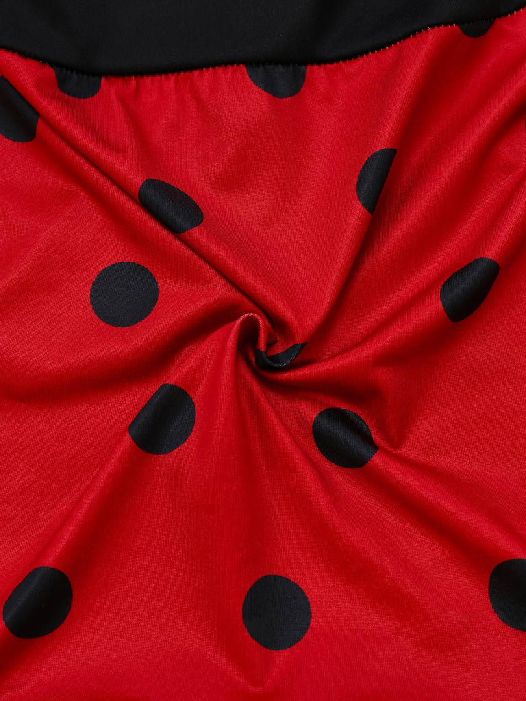 Set di costumi cosplay Miraculous Ladybug rosso anni '60