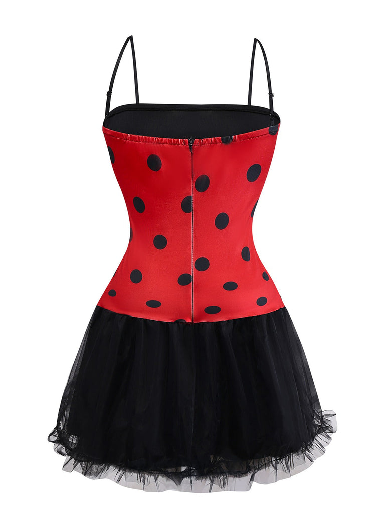 Set di costumi cosplay Miraculous Ladybug rosso anni '60