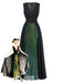 Abito paillettes con senza maniche in tulle con scollo a V verde anni '30