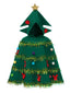 Mantello con cappuccio in 3D con albero di Natale verde anni '50