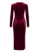 Abito aderente in velluto con cintura bordeaux anni '60