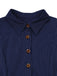 Abito a righe gessate con colletto a camicia blu anni '70