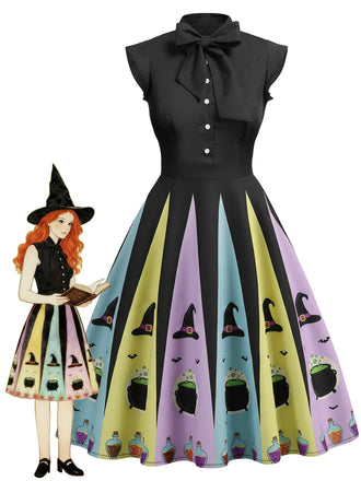 Abito con pozione e cappello da strega Halloween anni '50