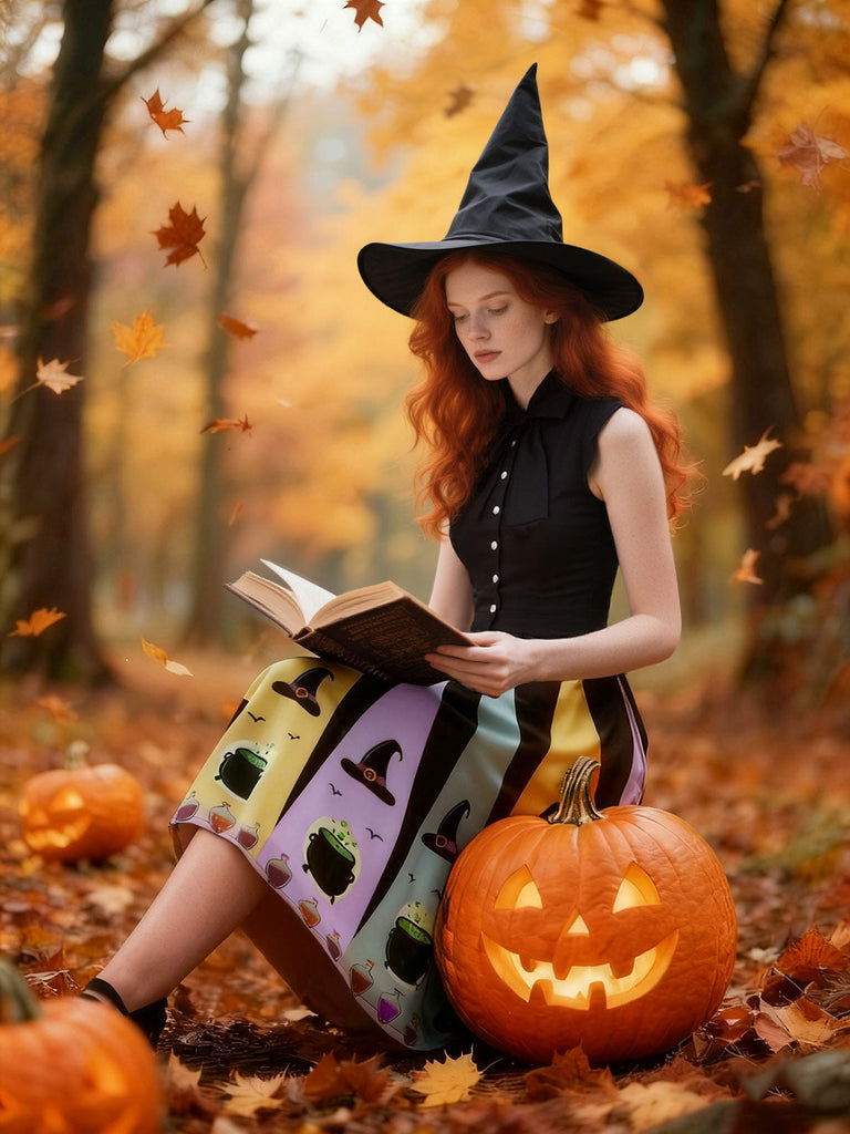 Abito con pozione e cappello da strega Halloween anni '50