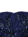 [Prevendita] Abito floreale con paillettes ricamate e spalle scoperte blu anni '50