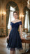[Prevendita] Abito floreale con paillettes ricamate e spalle scoperte blu anni '50