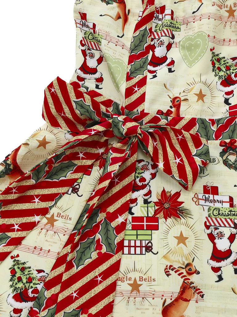 Abito senza spalline con fiocco di Babbo Natale natalizi anni '50