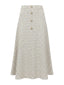 Gonna a trapezio in tweed a quadri con bottoni beige anni '40