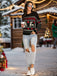Maglione nero con cuori e renne di Buon Natale anni '30