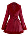 Cappotto con cappuccio in pelle e collo di pelliccia anni '50
