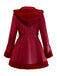 Cappotto con cappuccio in pelle e collo di pelliccia anni '50