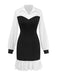 Abito con revers plissettato colorblock in bianco e nero anni '60
