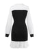 Abito con revers plissettato colorblock in bianco e nero anni '60