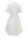 Abito a pieghe con revers doppiopetto beige anni '70
