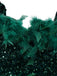 Abito aderente con piume e paillettes verde anni '60