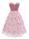 Abito in rete con paillettes e senza spalline natalizio rosa anni '50