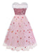 Abito in rete con paillettes e senza spalline natalizio rosa anni '50