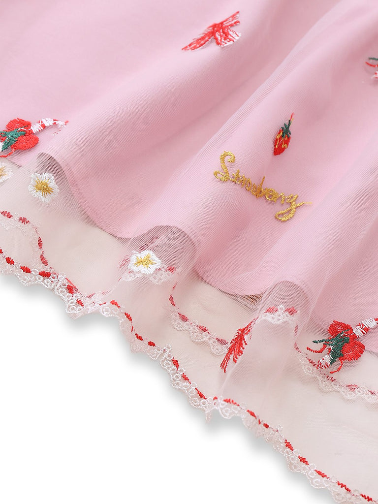 Abito in rete con paillettes e senza spalline natalizio rosa anni '50