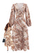 Abito stile Dune con scollo a V dipinto ad acquerello cachi anni '40