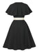 Abito con scollo a V e cintura nero anni '50