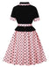 Abito a ruota a pois con cintura e patchwork anni '50