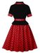 Abito a ruota a pois con cintura e patchwork anni '50