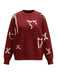 Maglione con motivo a fiocco bordeaux anni '50