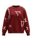 Maglione con motivo a fiocco bordeaux anni '50