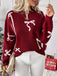 Maglione con motivo a fiocco bordeaux anni '50