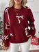 Maglione con motivo a fiocco bordeaux anni '50