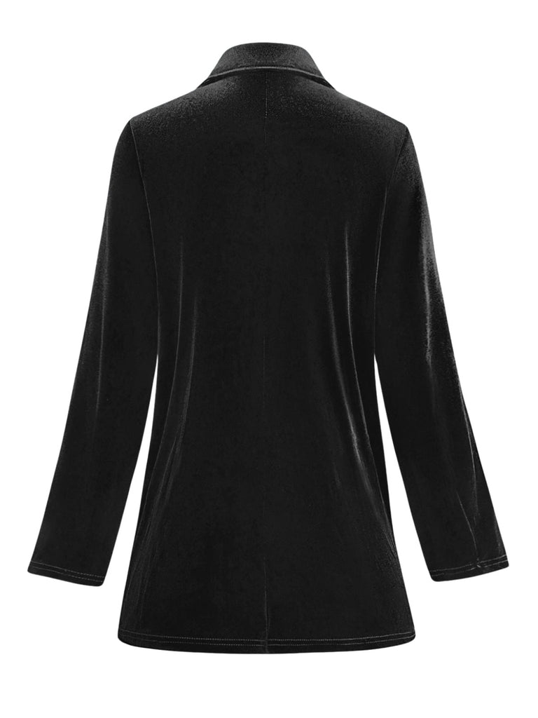 Blazer doppiopetto con revers in velluto tinta unita anni '80